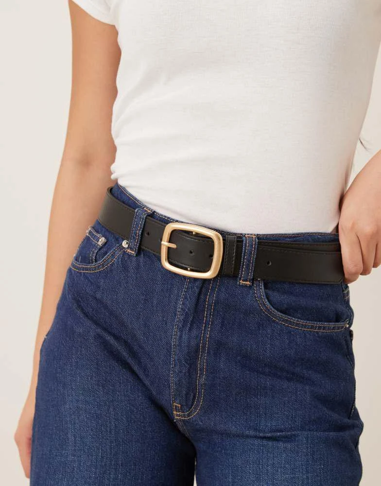 Accessorize Accessorize square buckle belt in black