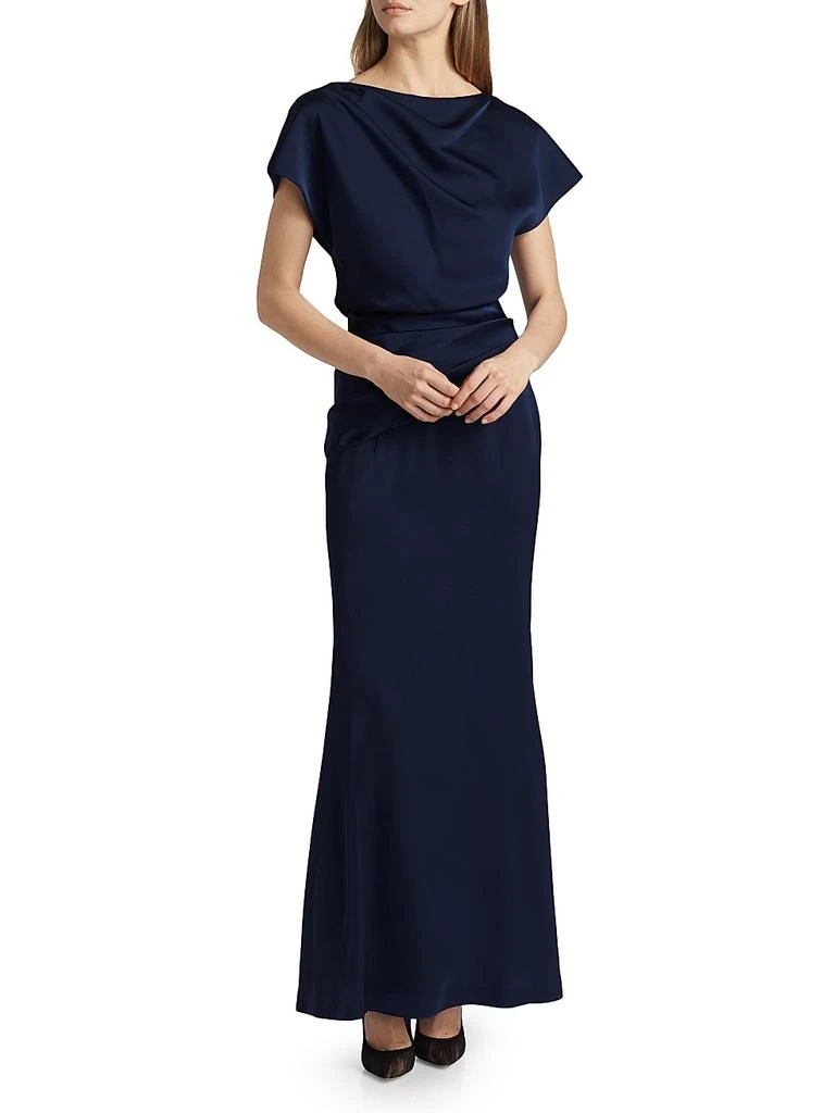 Halston Women's Lissandra Satin Gown - Midnight Navy - Size 4