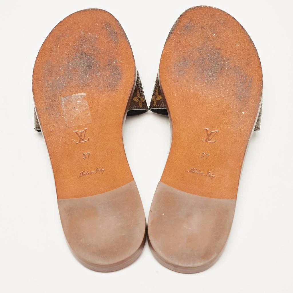 Louis Vuitton Louis Vuitton Brown Monogram Canvas Lock It Flat Slides Size 37 6