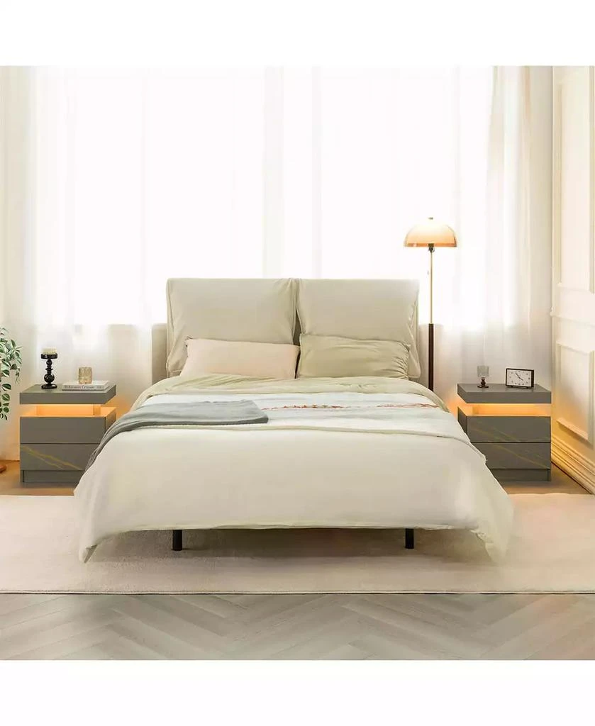 RAINSKEN LED Nightstand with 2 Drawers, Bedside Table Cabinet with Adjustable Color Lighting, Modern End Side Table for Bedroom, Living Room 7