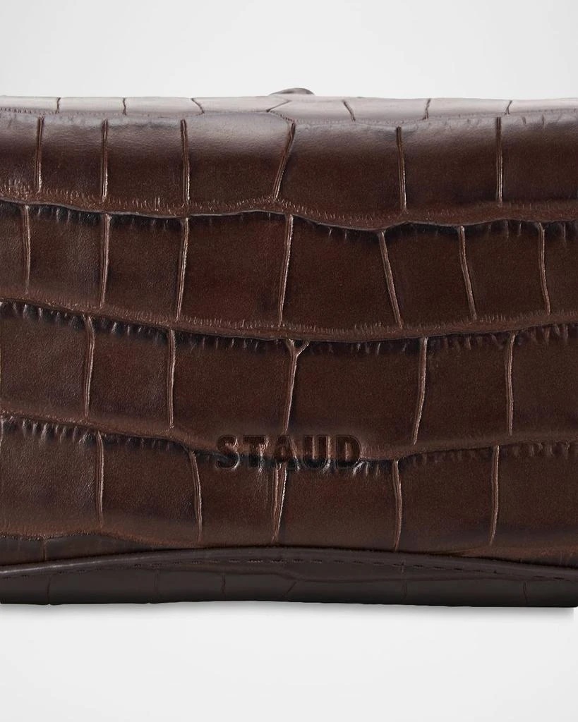 Staud Eve Croc-Embossed Leather Clutch Bag 4