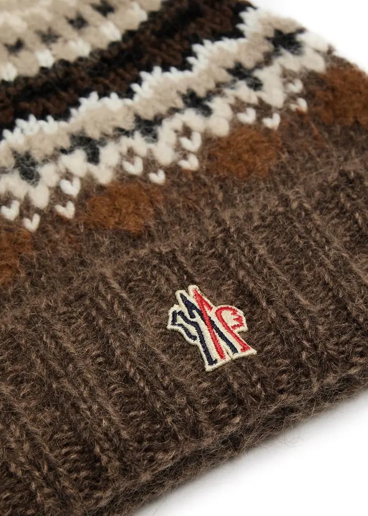 Moncler Logo fair isle intarsia wool-blend beanie 2