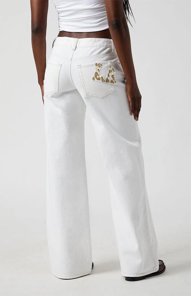 PacSun Casey Low Rise Baggy Jeans Leopard LA & Heart Patch 3