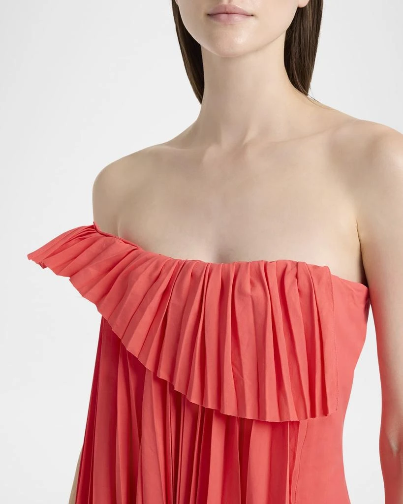 Alexander McQueen Strapless Plisse Asymmetric Midi Evening Dress 5