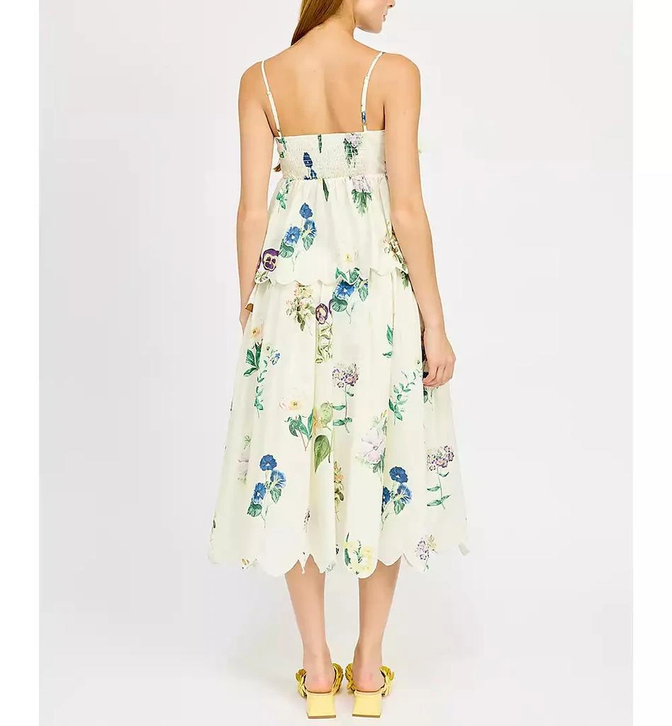 En Saison Women's Ashley Floral-Print Belted Scalloped-Hem Cotton Midi Skirt 2