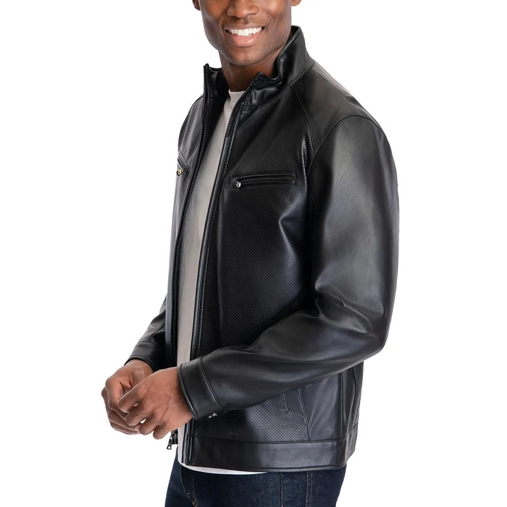 Michael Kors Men's Perforated Faux Leather Moto Jacket, Created for Macy's 4