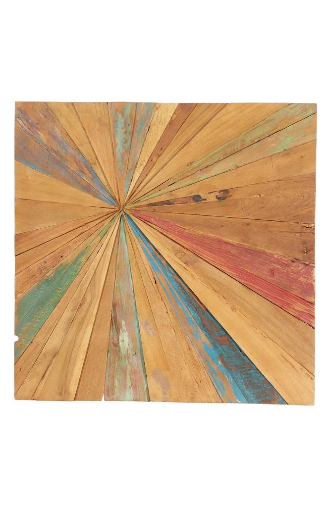 GINGER BIRCH STUDIO Brown Teakwood Handmade Radial Starburst Wall Decor 1