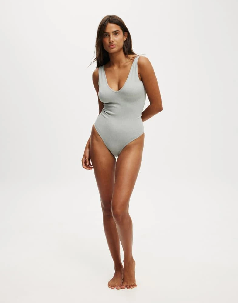 Cotton:On Cotton:On Seamless plunge bodysuit in grey 2
