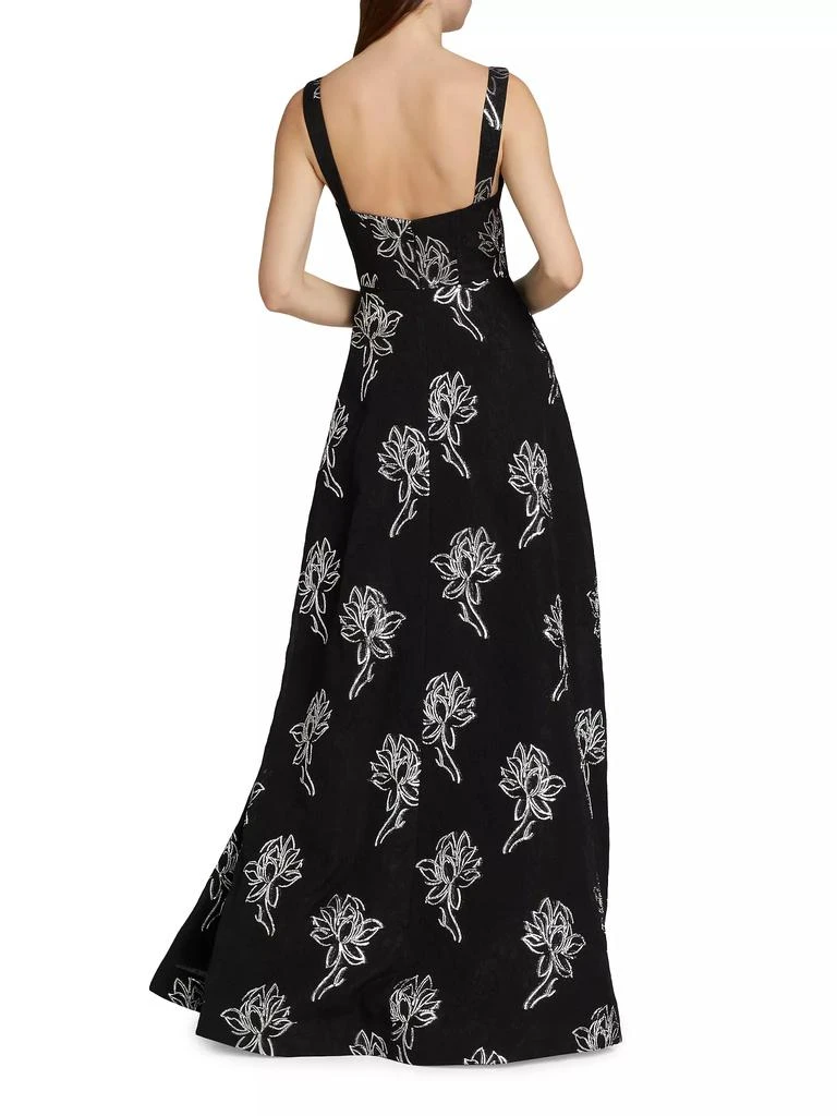 Monique Lhuillier Thalia Floral Jacquard A-Line Gown 5