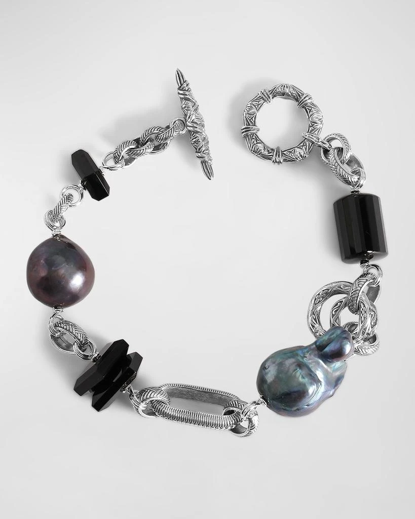 Stephen Dweck Black Agate and Baroque Pearl Bracelet in Sterling Silver 3