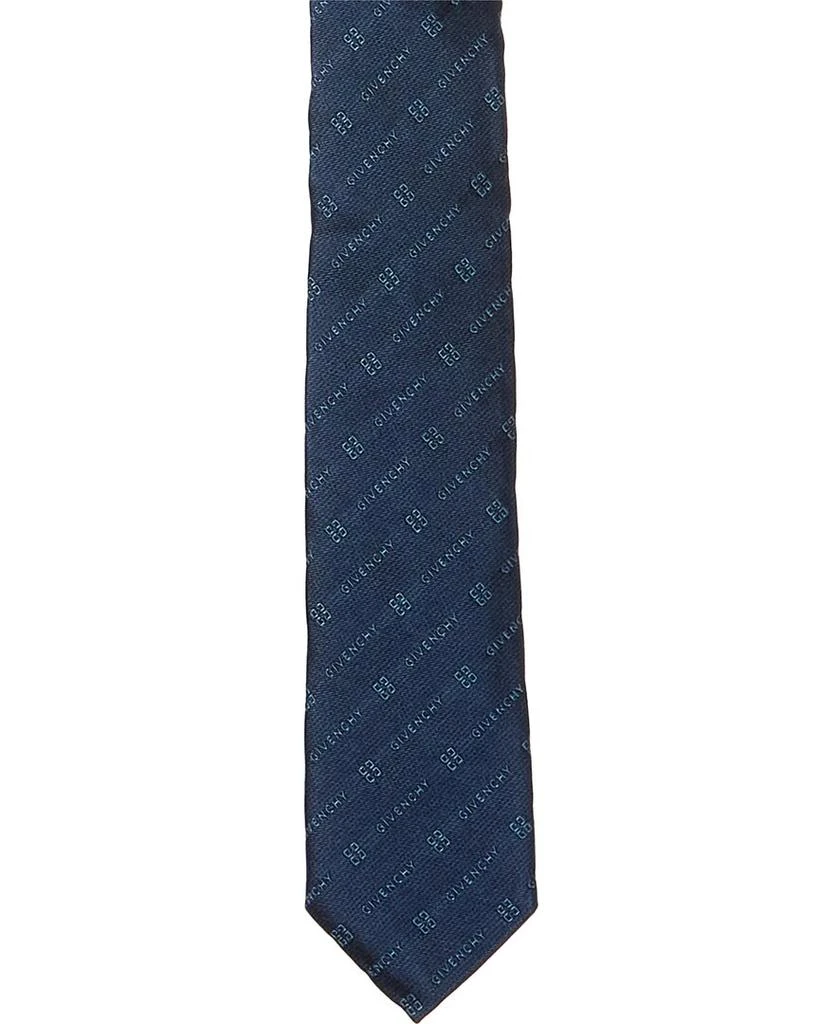 Givenchy Navy Diagonal Logo Silk Tie 2