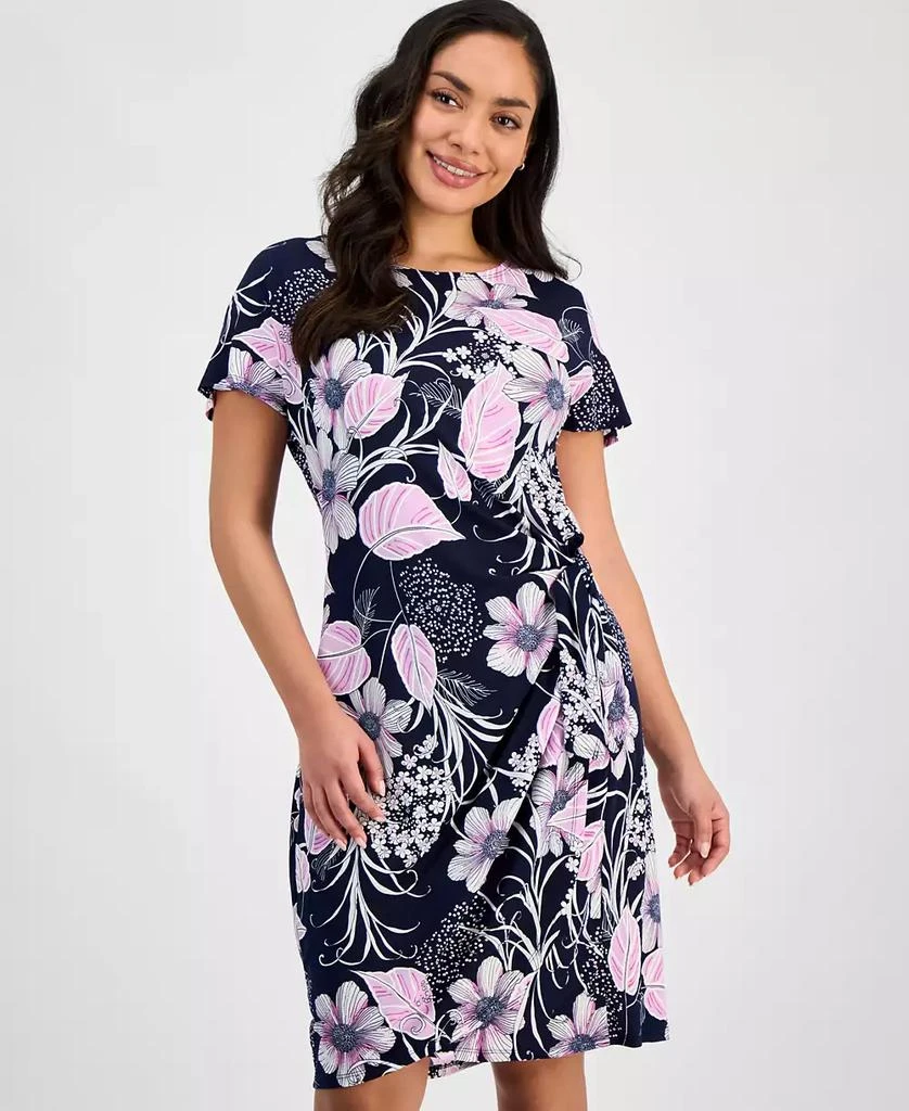 Robbie Bee Petite Printed Jersey Side-Tie Sheath Dress 2