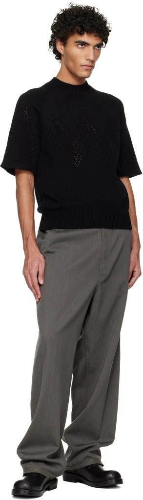 Jil Sander Black Pointelle Short Sleeve Sweater 4