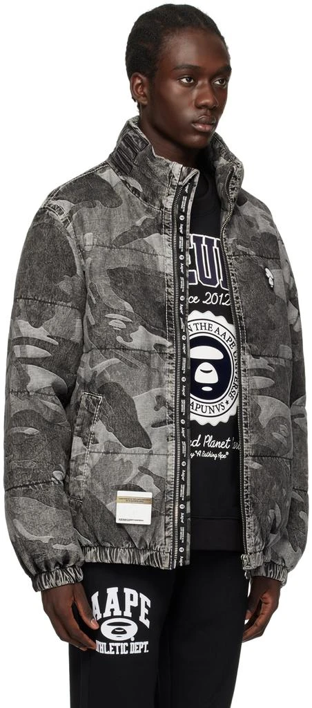 AAPE by A Bathing Ape Black Graphic Down Jacket 2