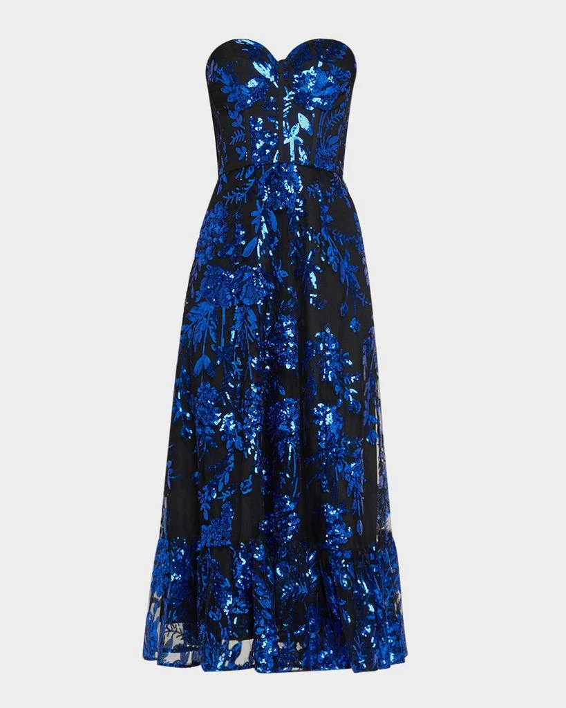 Dress the Population Black Label Carina Floral Sequin Sweetheart Midi Dress 1