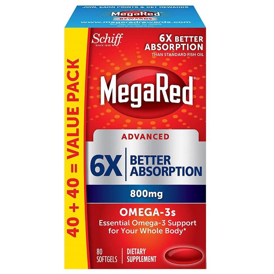 MegaRed Advanced 6X Absorption Softgels, Omega-3 Fish Oil Supplement 1