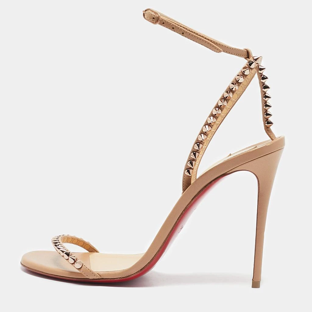 Christian Louboutin Christian Louboutin Beige Leather Loubi Queen Ankle Strap Sandals Size 38.5 1