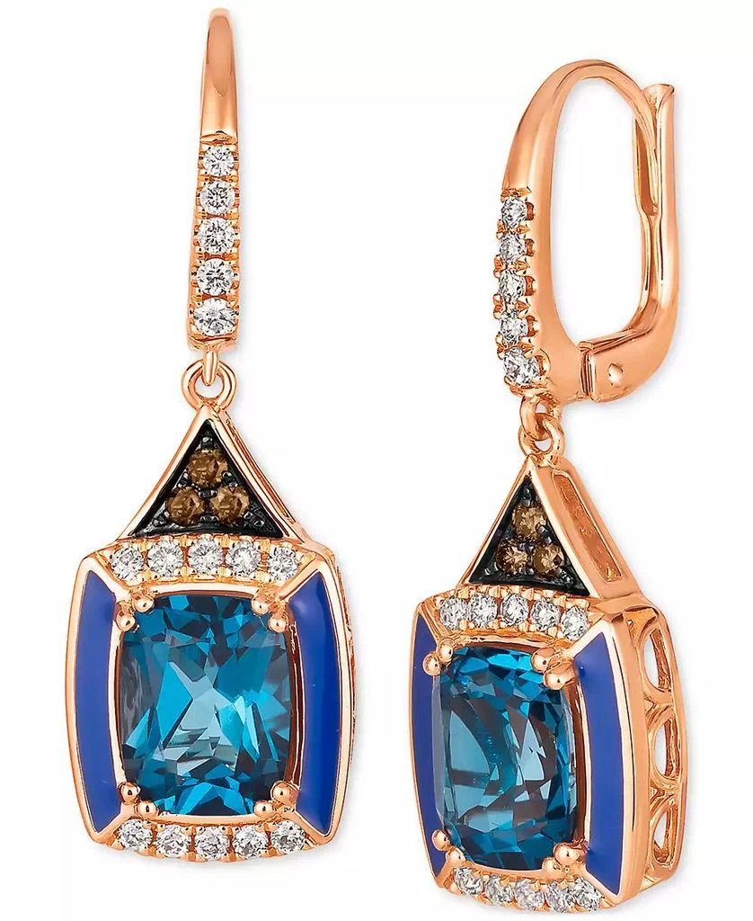 Le Vian Deep Sea Blue Topaz (4-1/2 ct. t.w.), Nude Diamonds (1/3 ct. t.w.) & Chocolate Diamonds (1/10 ct. t.w.) Drop Earrings in 14k Rose Gold 1