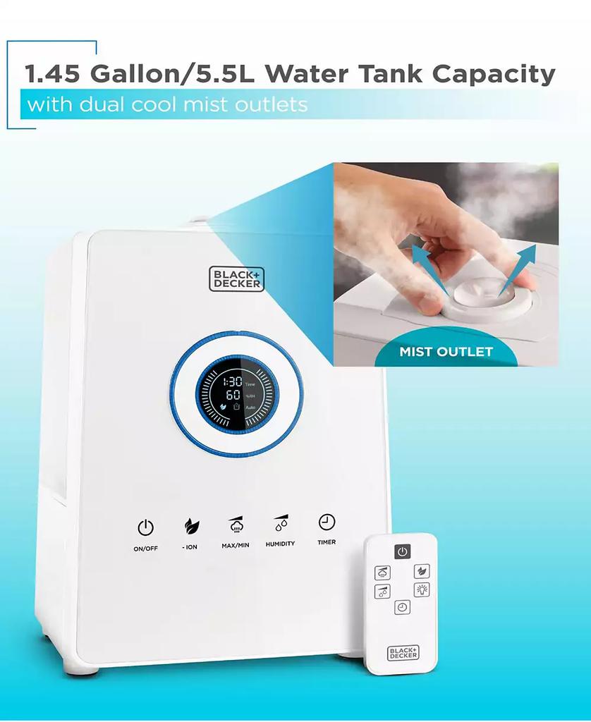 Black & Decker 5.5L Ultrasonic Humidifier Remote Ctrl - White