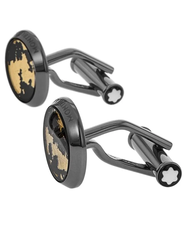 MontBlanc Montblanc Sartorial Gold-Plated Leaf Inlay Black Stainless Steel Men
s Cufflinks 112907 2