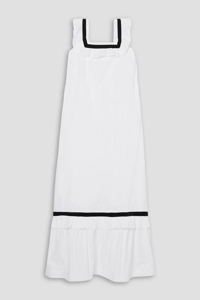 BATSHEVA Yeva ruffled tiered velvet-trimmed cotton-poplin midi dress 1