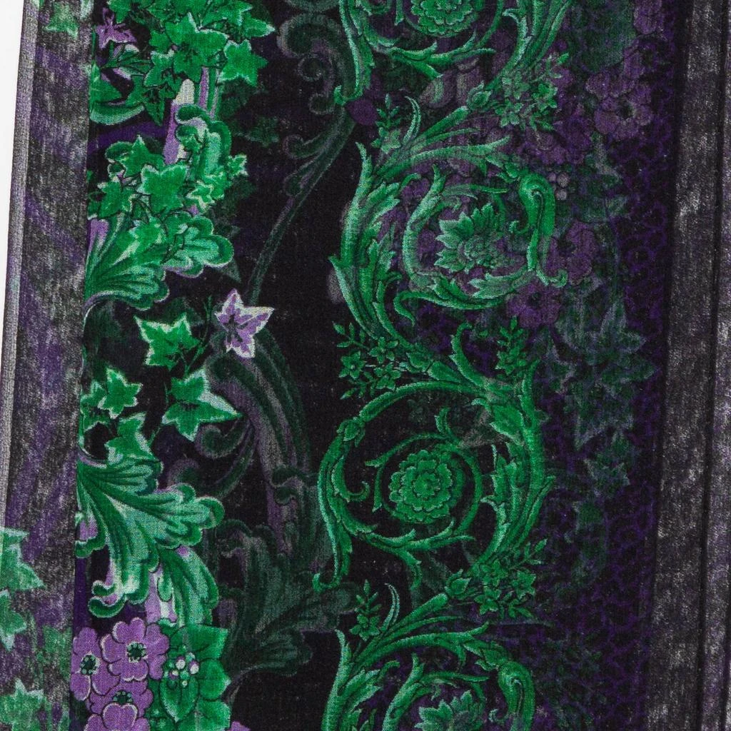 Versace Black & Purple Floral Print Silk Stole 2