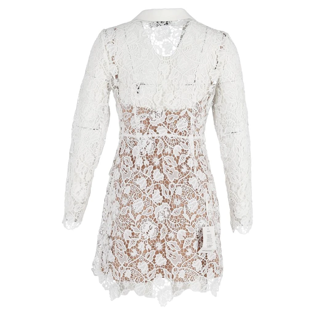 Self Portrait Magnolia Collared Lace Mini Dress In White Polyester 3