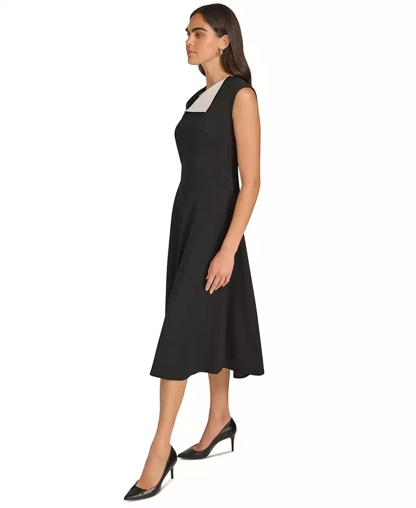 Calvin Klein Women's Colorblocked-Neck A-Line Midi Dress 4