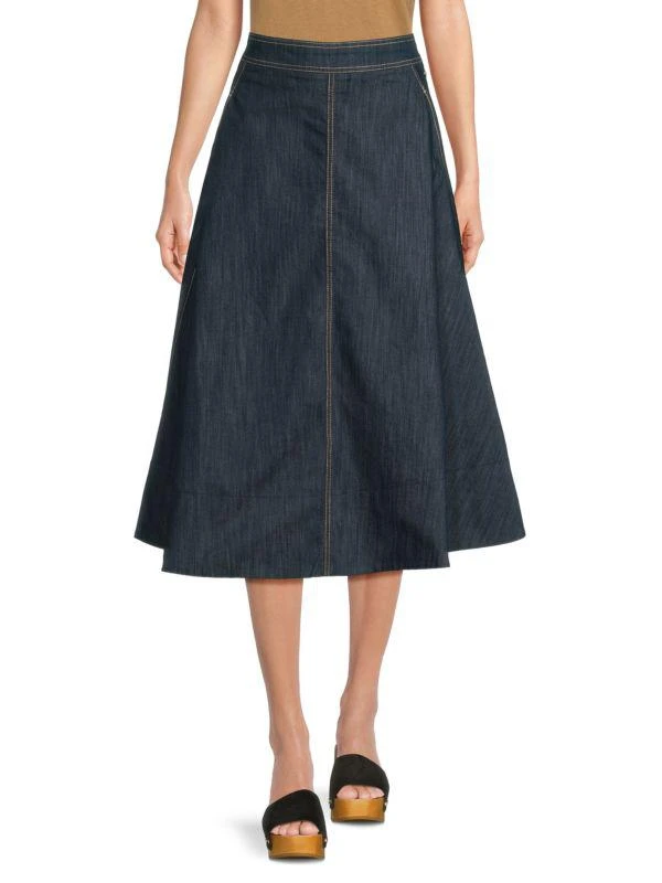 Tommy Hilfiger Stretch Cotton Denim Midi-Skirt 1