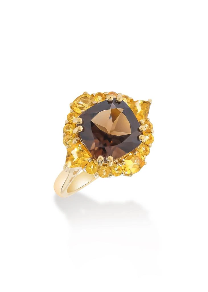 Tiramisu 14K Gold Plated Over 925 Sterling Silver Golden Eclipse Smoky Quartz Ring 3