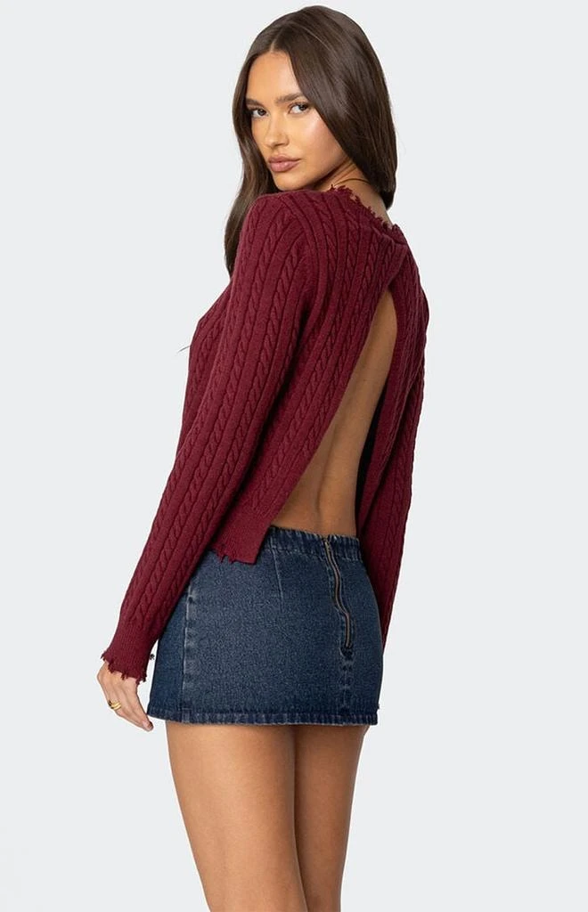 Edikted Split Open Back Cable Knit Sweater 1