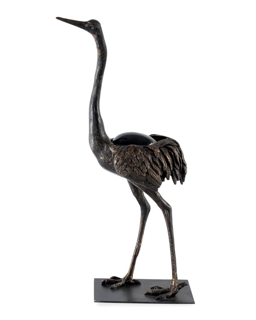 William D Scott Ostrich with Crystal Egg Sculpture