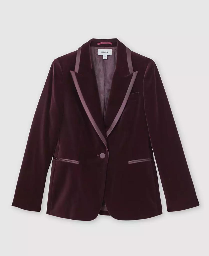 REISS Women's Elia Velvet Single-Breasted Suit Blazer