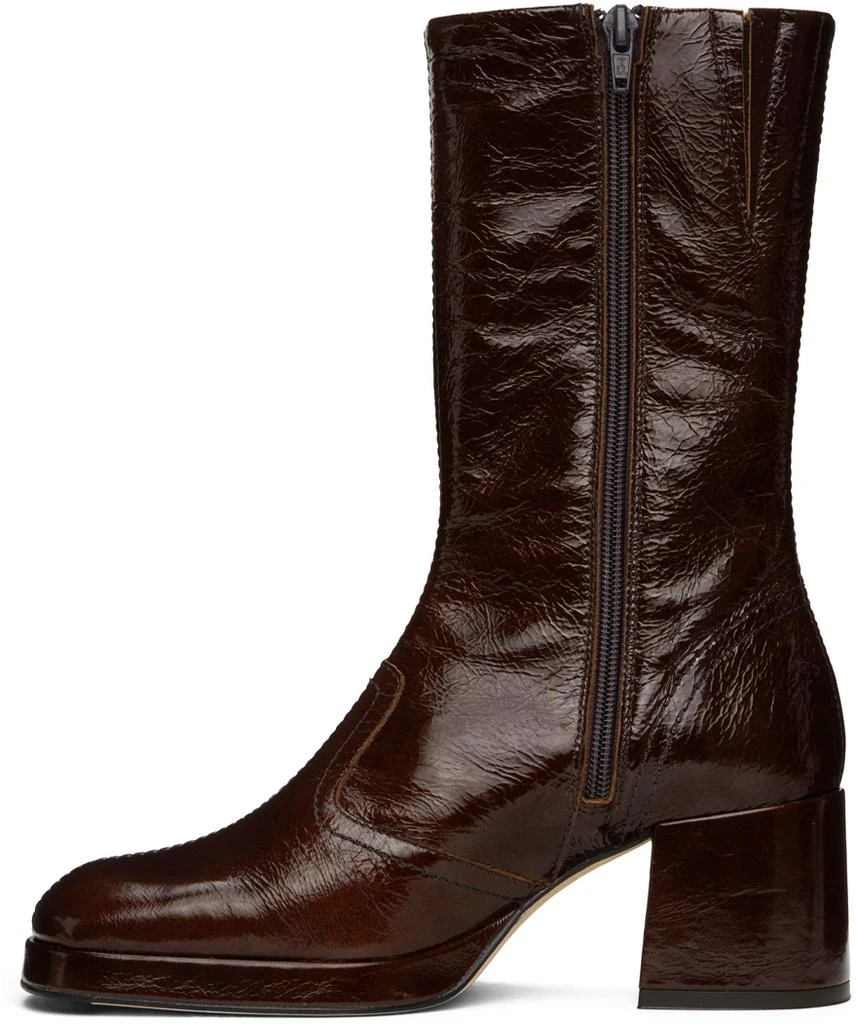 Miista Brown Cass Patent Boots 3