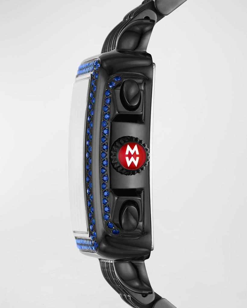 Michele Deco Noir Blue Sapphire Pave Watch with Bracelet Strap 3