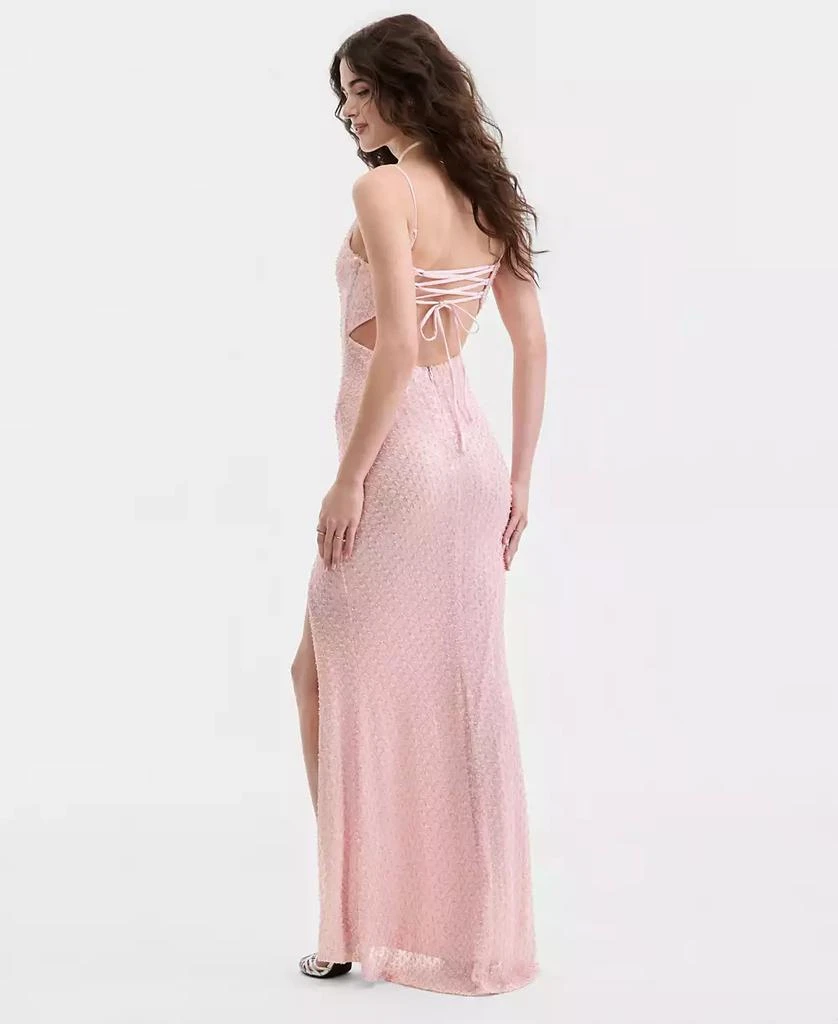 B Darlin Juniors
 Beaded V-Neck Lace-Up-Back Gown 3