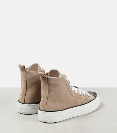 Brunello Cucinelli Monili-embellished high-top suede sneakers 3