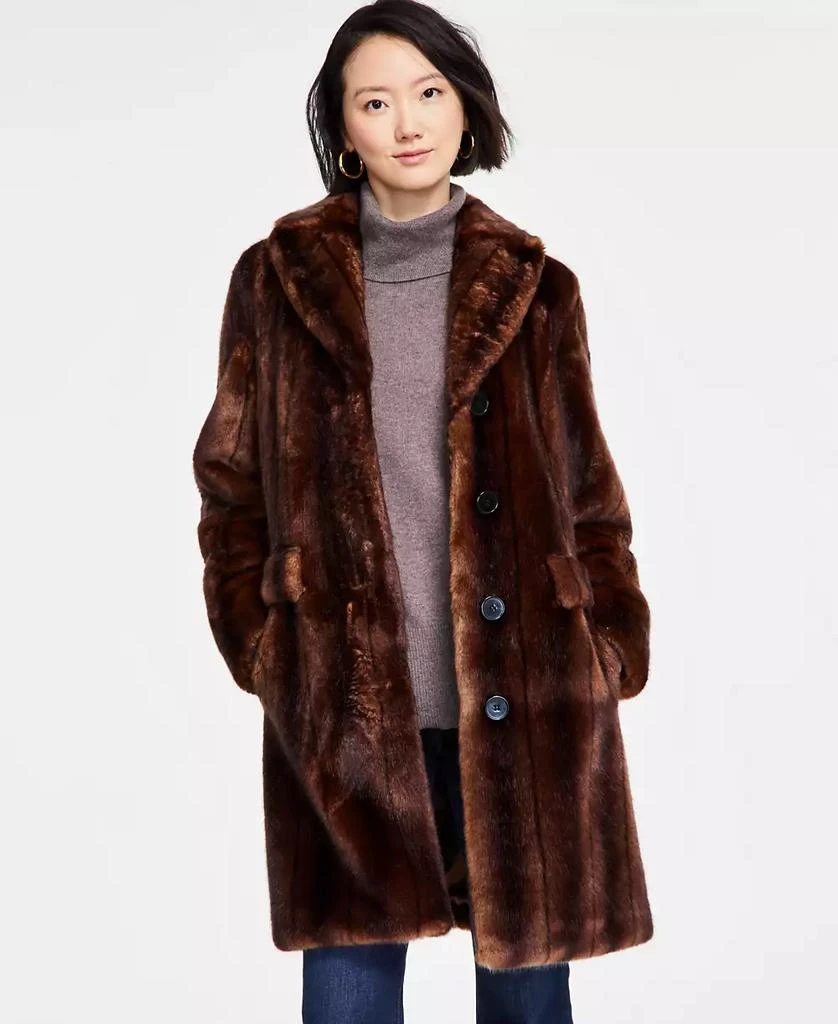 JONES NEW YORK Women's Faux-Fur Single-Breasted Blazer Coat 1