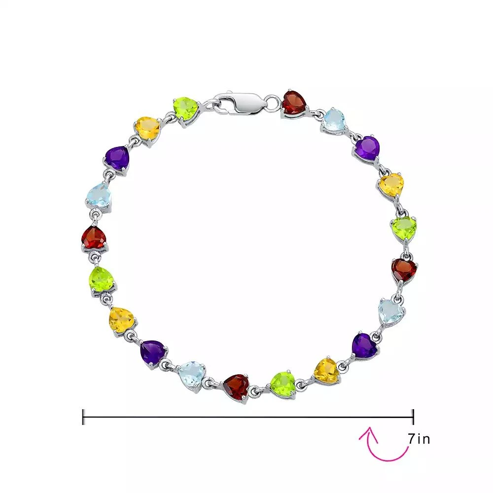 Bling Jewelry Multicolor Citrine Peridot Garnet Aquamarine Amethyst Heart Shape Tennis Bracelet Sterling Silver 7 Inch 3