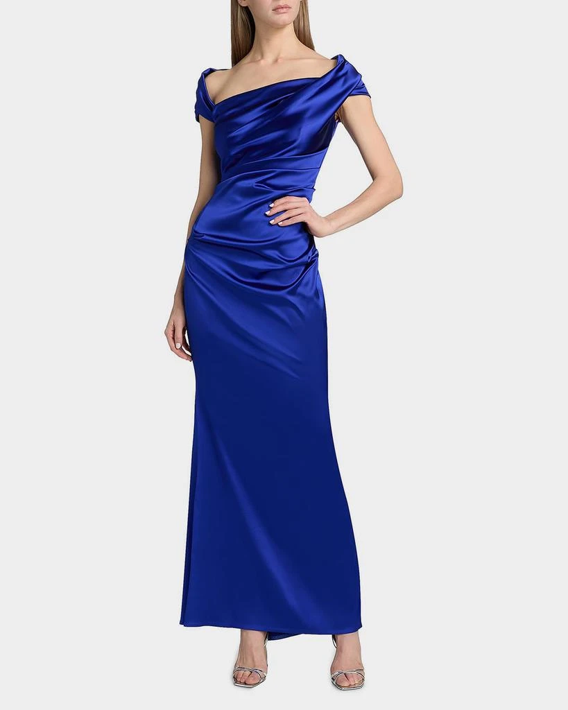 Talbot Runhof Asymmetric Draped Satin Gown 4