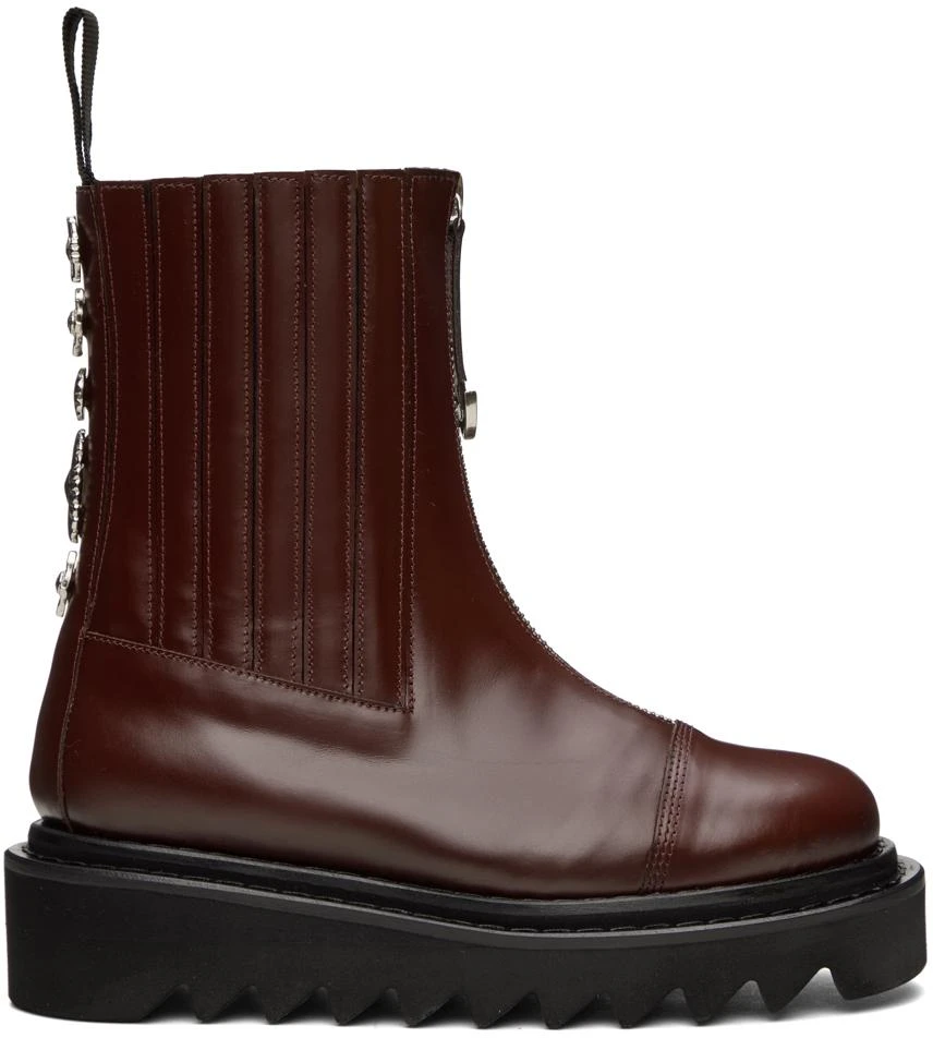 Toga Pulla Burgundy Side Gore Zip Boots 1
