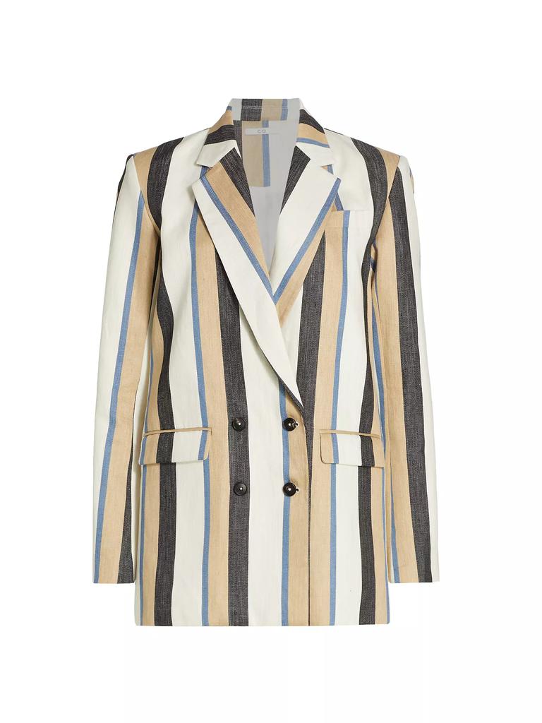 Co Double-Breasted Striped Linen Blazer