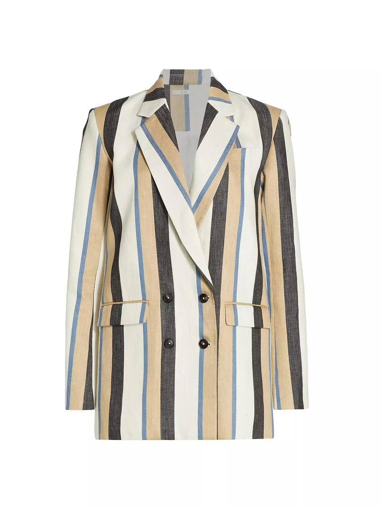 Co Double-Breasted Striped Linen Blazer 1