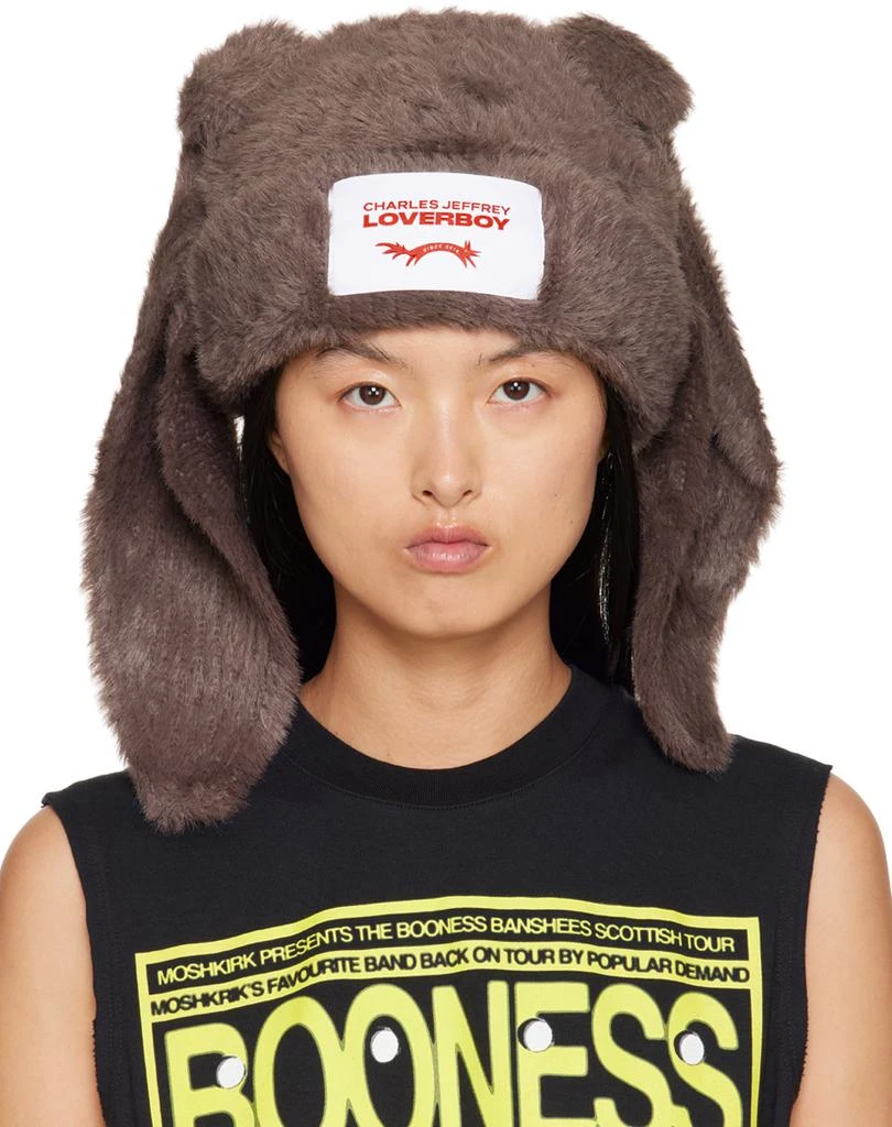 Charles Jeffrey Loverboy Brown Fluffy Chunky Rabbit Beanie 1