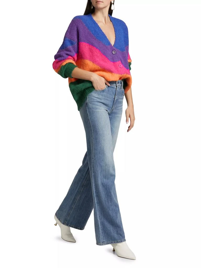 Farm Rio Wave Striped Knit V-Neck Cardigan 2
