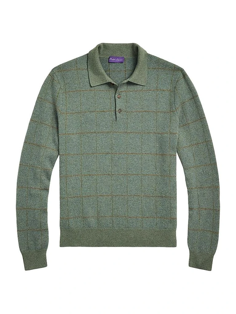 Ralph Lauren Plaid Cashmere-Wool Polo-Collar Sweater 1