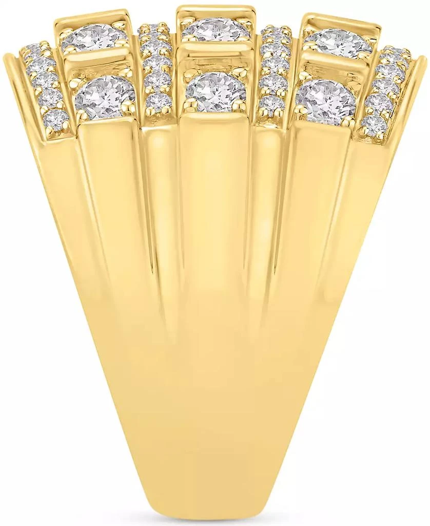Macy
s Men
s Diamond Multirow Polished Statement Ring (3 ct. t.w.) in 10k Gold 4