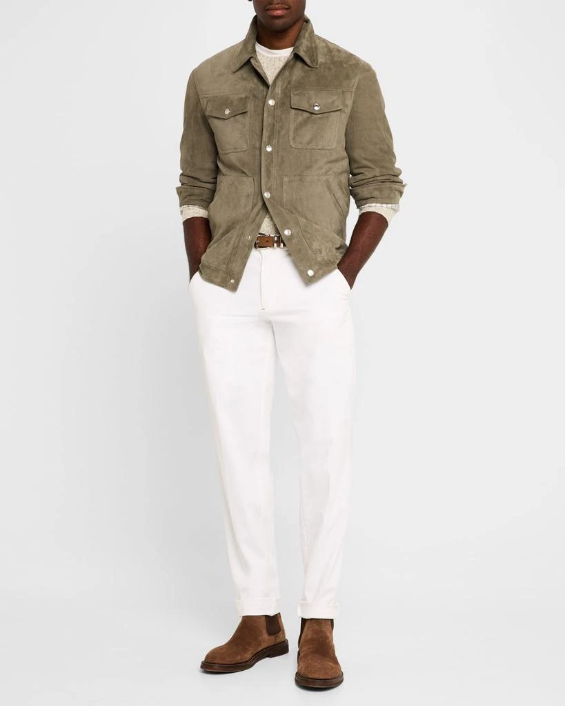 Brunello Cucinelli Men's Suede Snap-Front Trucker Jacket 2