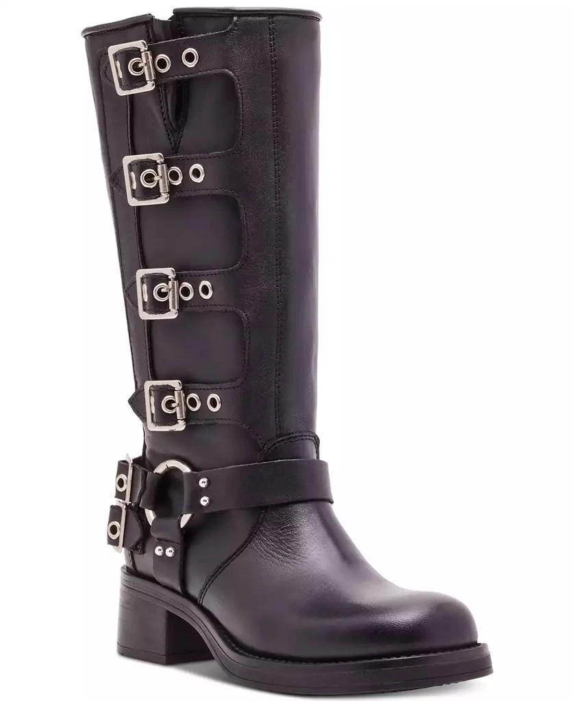 Steve Madden Women's Rocky Knee-High Buckled Moto Boots 1