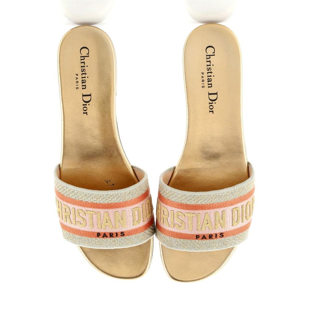 Dior Women's Dway Flat Sandals Embroidered Canvas